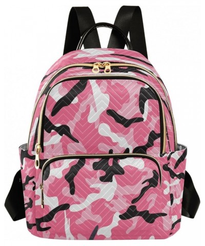 Pink Black Camouflage Camo Women Backpack Purse Ladies Fashion Shoulder Bag Daypack Travel Bag 7.5L Small $17.35 Backpacks