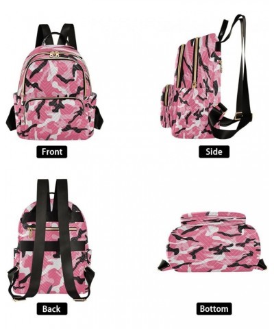 Pink Black Camouflage Camo Women Backpack Purse Ladies Fashion Shoulder Bag Daypack Travel Bag 7.5L Small $17.35 Backpacks