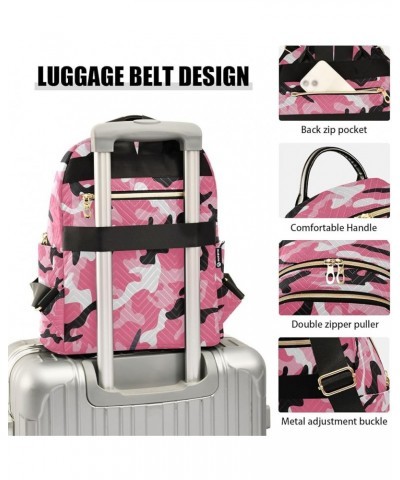 Pink Black Camouflage Camo Women Backpack Purse Ladies Fashion Shoulder Bag Daypack Travel Bag 7.5L Small $17.35 Backpacks