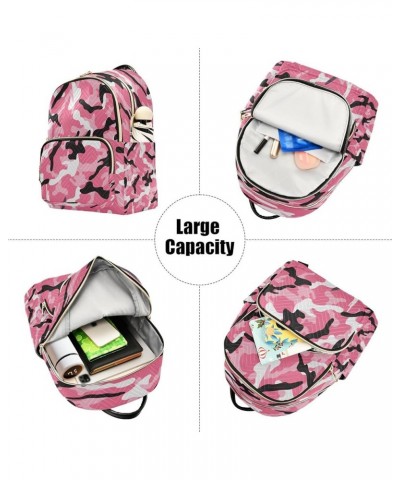 Pink Black Camouflage Camo Women Backpack Purse Ladies Fashion Shoulder Bag Daypack Travel Bag 7.5L Small $17.35 Backpacks