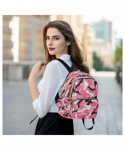 Pink Black Camouflage Camo Women Backpack Purse Ladies Fashion Shoulder Bag Daypack Travel Bag 7.5L Small $17.35 Backpacks