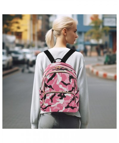 Pink Black Camouflage Camo Women Backpack Purse Ladies Fashion Shoulder Bag Daypack Travel Bag 7.5L Small $17.35 Backpacks