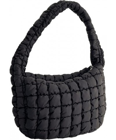 Quilted Puffer Tote Bags for Women Lightweight Quilted Padding Shoulder Bag Satchel Handbag Zip Puffer Bag Green S-black $11....