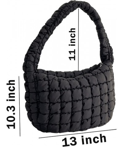 Quilted Puffer Tote Bags for Women Lightweight Quilted Padding Shoulder Bag Satchel Handbag Zip Puffer Bag Green S-black $11....