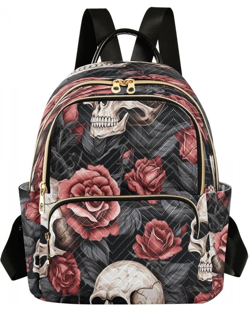 Fashion Backpack Mini Backpack Purse Casual Daily Backpack Skeleton Red Rose for Travel for College Work Medium $20.13 Backpacks