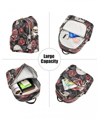 Fashion Backpack Mini Backpack Purse Casual Daily Backpack Skeleton Red Rose for Travel for College Work Medium $20.13 Backpacks