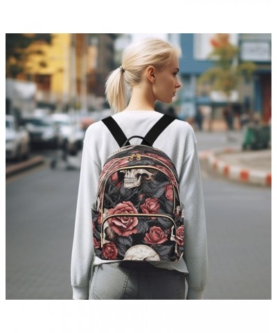 Fashion Backpack Mini Backpack Purse Casual Daily Backpack Skeleton Red Rose for Travel for College Work Medium $20.13 Backpacks