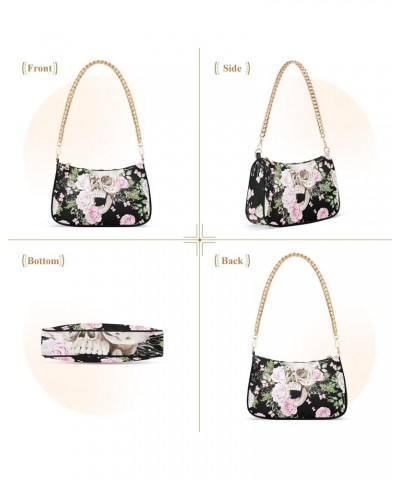 Clutch Shoulder Bags Tote Evening Purse Handbags for Women Hobo Bags Skull Flowers Peony Roses with Zipper Closure $15.36 Totes