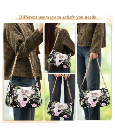 Clutch Shoulder Bags Tote Evening Purse Handbags for Women Hobo Bags Skull Flowers Peony Roses with Zipper Closure $15.36 Totes