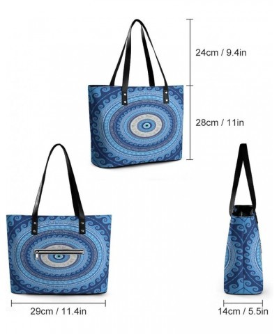 Greek Mati Mataki Evil Turkish Eye Women Tote Bags Top Handle Satchel Handbags Faux Leather Tassel Shoulder Purse $17.21 Totes