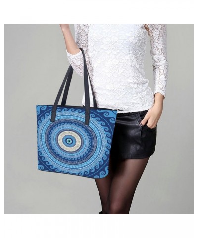 Greek Mati Mataki Evil Turkish Eye Women Tote Bags Top Handle Satchel Handbags Faux Leather Tassel Shoulder Purse $17.21 Totes