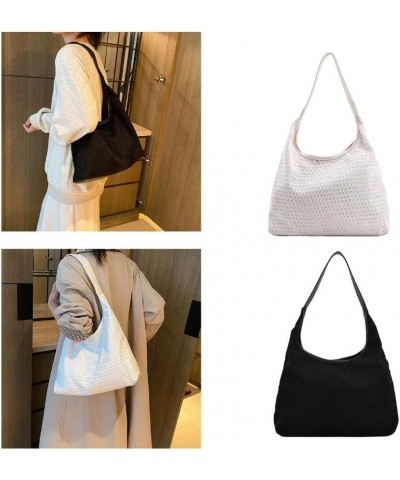 Trendy PU and Canvas Handbag with Roomy Compartment Great for Fashionable Women on the Go Black $13.07 Crossbody Bags