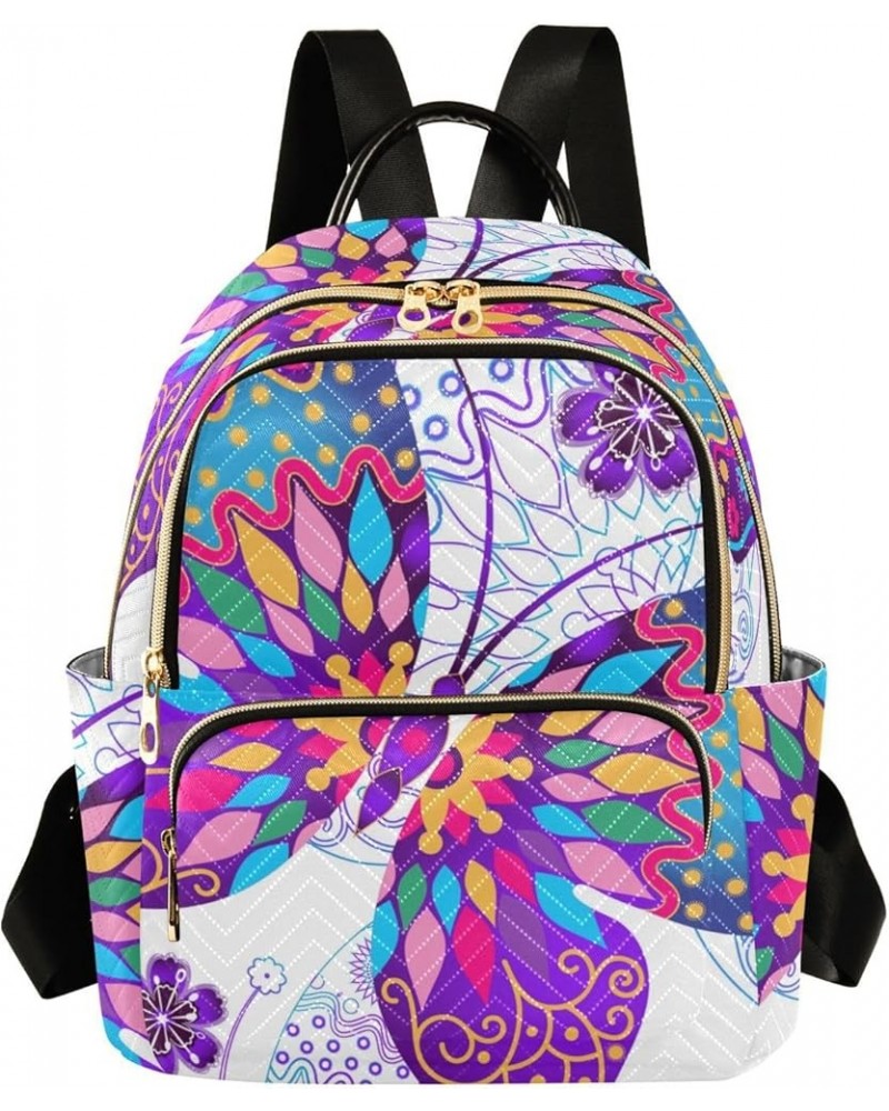 Colorful Butterflies Print Women's Backpack Wallet Casual Small Backpack Fashion Women's Travel Bag School Backpack Color010 ...