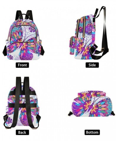 Colorful Butterflies Print Women's Backpack Wallet Casual Small Backpack Fashion Women's Travel Bag School Backpack Color010 ...