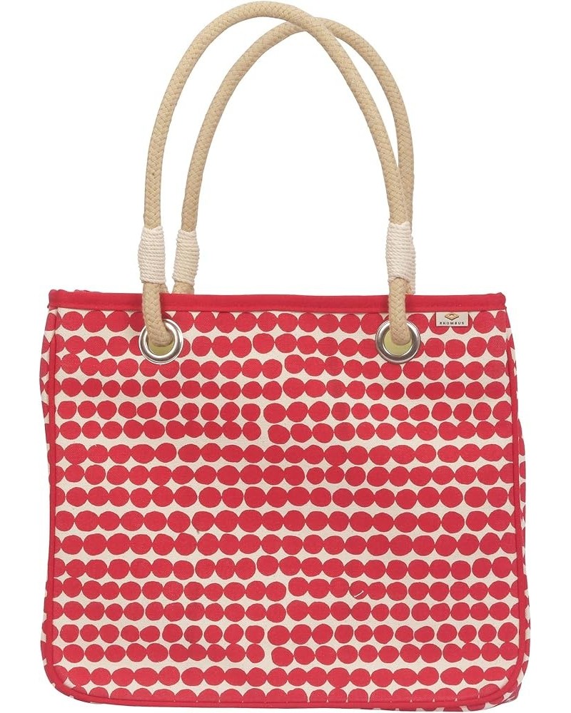 Heavy Canvas Shoulder Tote HandBag for Women with Cotton Rope Handles Red Drops $22.80 Totes