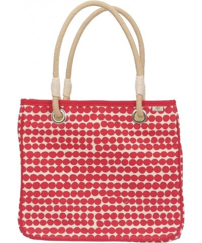 Heavy Canvas Shoulder Tote HandBag for Women with Cotton Rope Handles Red Drops $22.80 Totes