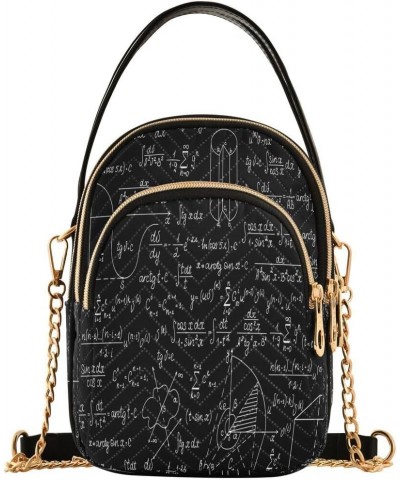 Mathematical Black Math Crossbody Bag Small Shoulder Handbags Leather Purse for Women $10.66 Crossbody Bags