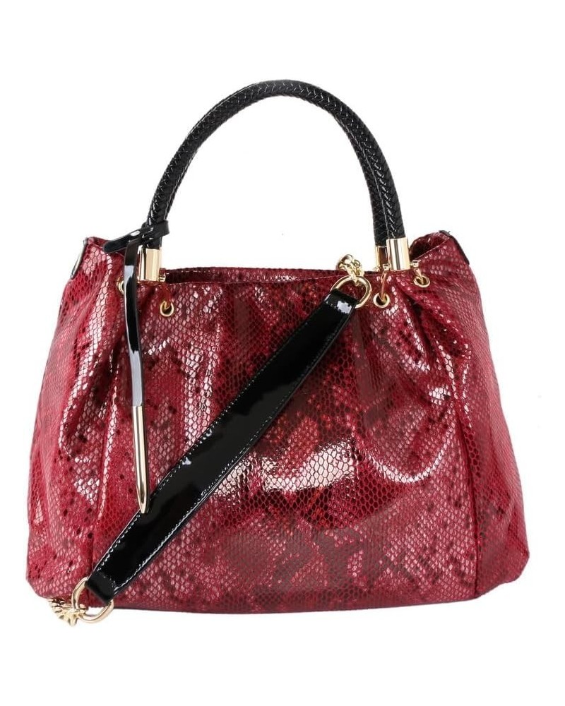 Women's Vintage Shoulder Bag Fashion Leather Bag Commuter Tote Bag Snake Pattern Women's Underarm Bag Bright Red $21.83 Totes