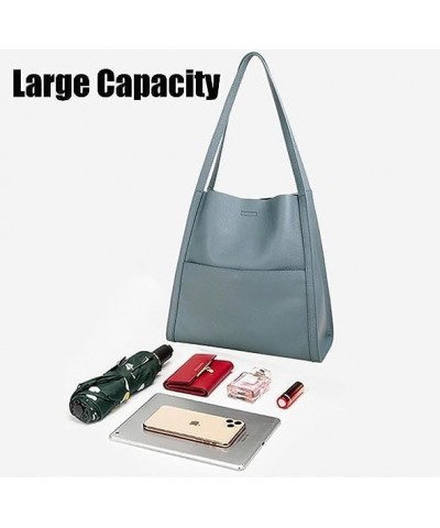 Women Solid Color Simple Genuine Leather Shoulder Bag, Ladies Waterproof Large Capacity Leather Handbags Grey $33.60 Totes