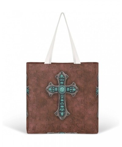 Turquoise Rustic Cowboy Western Country Style CanvasTote Bag for Women Girl Canvas Shoulder Handbags Cute Large Purse $10.66 ...