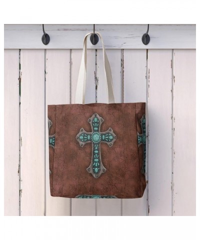 Turquoise Rustic Cowboy Western Country Style CanvasTote Bag for Women Girl Canvas Shoulder Handbags Cute Large Purse $10.66 ...