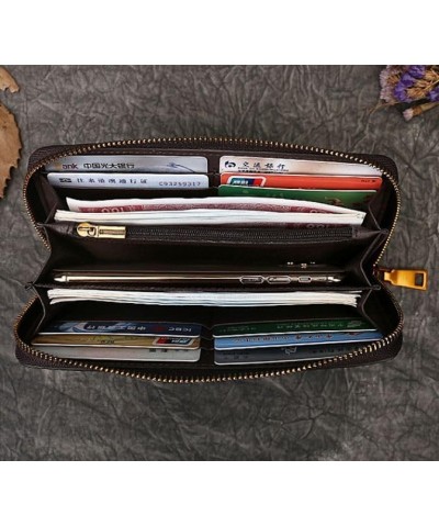 Womens Genuine Leather Long Wallet for Women Purse Large Capacity Zip Around Leather Clutch Purse Retro (Coffee) Coffee $22.0...