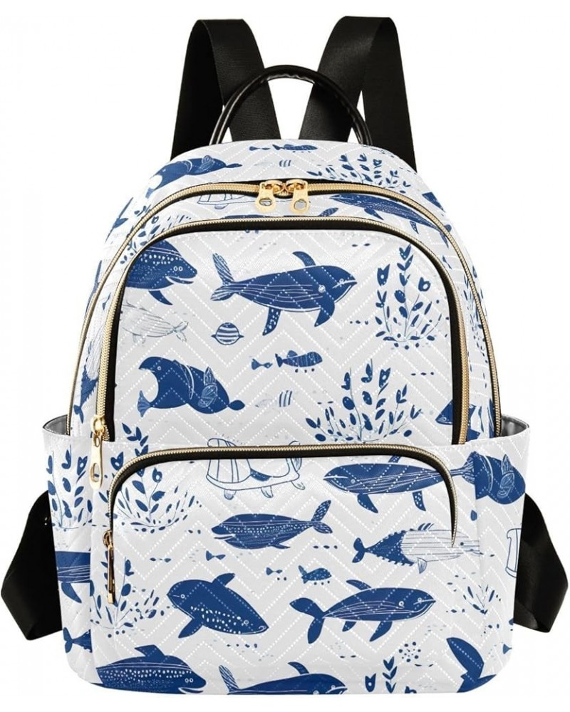 Blue Whale Cute Backpack Purse for Women Small Travel Bag Fashion Daypack M 202a3729 M(11.4"x6.1"x14.17") 202a3729 $18.45 Bac...