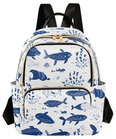 Blue Whale Cute Backpack Purse for Women Small Travel Bag Fashion Daypack M 202a3729 M(11.4"x6.1"x14.17") 202a3729 $18.45 Bac...