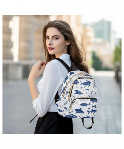 Blue Whale Cute Backpack Purse for Women Small Travel Bag Fashion Daypack M 202a3729 M(11.4"x6.1"x14.17") 202a3729 $18.45 Bac...