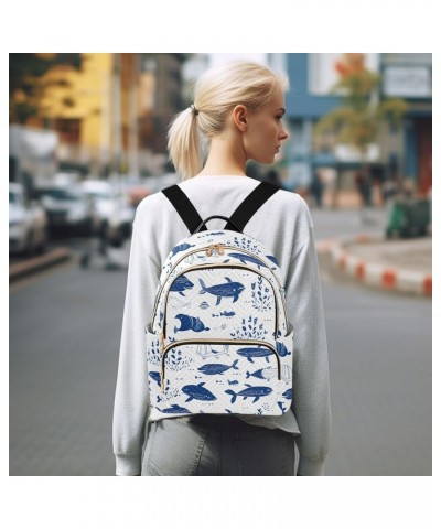 Blue Whale Cute Backpack Purse for Women Small Travel Bag Fashion Daypack M 202a3729 M(11.4"x6.1"x14.17") 202a3729 $18.45 Bac...