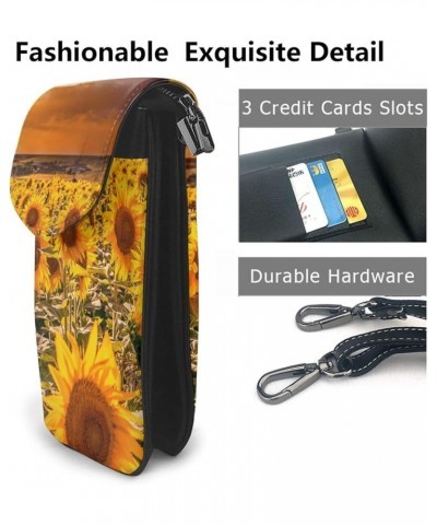 Small Crossbody Phone Bags for Women Leather Cell Phone Purse Lightweight Cell Phone Wallet Sunflowers Sunset $17.01 Crossbod...