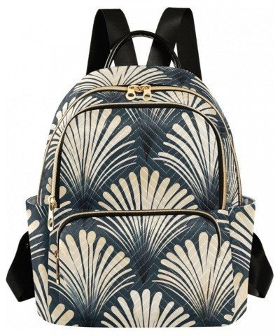 Ceramic Tile Pattern Backpack Purses Quilted Backpack with Luggage Strap Leaves on Dark Green Small $22.61 Backpacks