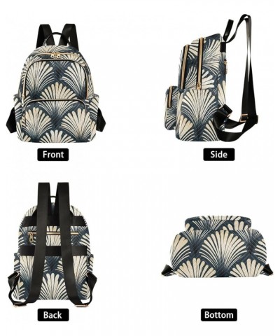 Ceramic Tile Pattern Backpack Purses Quilted Backpack with Luggage Strap Leaves on Dark Green Small $22.61 Backpacks