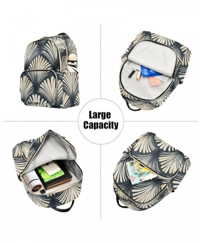 Ceramic Tile Pattern Backpack Purses Quilted Backpack with Luggage Strap Leaves on Dark Green Small $22.61 Backpacks