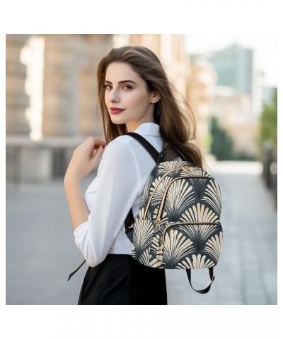 Ceramic Tile Pattern Backpack Purses Quilted Backpack with Luggage Strap Leaves on Dark Green Small $22.61 Backpacks