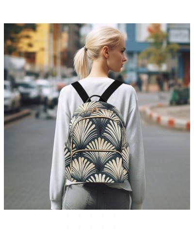 Ceramic Tile Pattern Backpack Purses Quilted Backpack with Luggage Strap Leaves on Dark Green Small $22.61 Backpacks