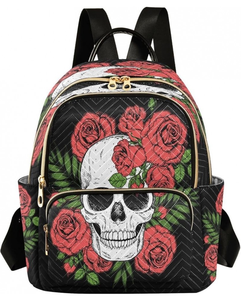 Fashion Backpack Mini Backpack Purse Casual Daily Backpack Skull Rose Retro for Travel for College Work Medium $13.94 Backpacks