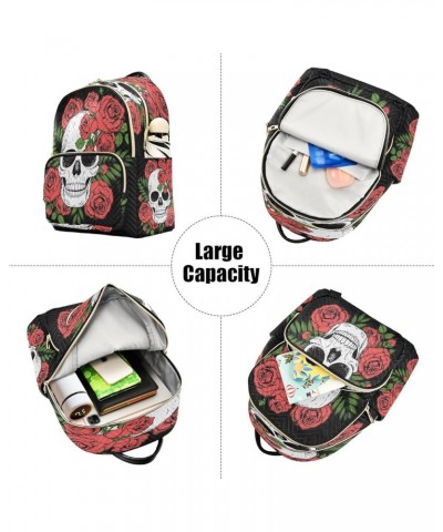 Fashion Backpack Mini Backpack Purse Casual Daily Backpack Skull Rose Retro for Travel for College Work Medium $13.94 Backpacks