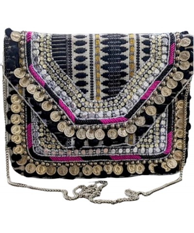 Maresse Handmade Boho Bag for Womens/Girls, Clutch Cum Sling Bohemian Bag Black Pink $28.52 Crossbody Bags