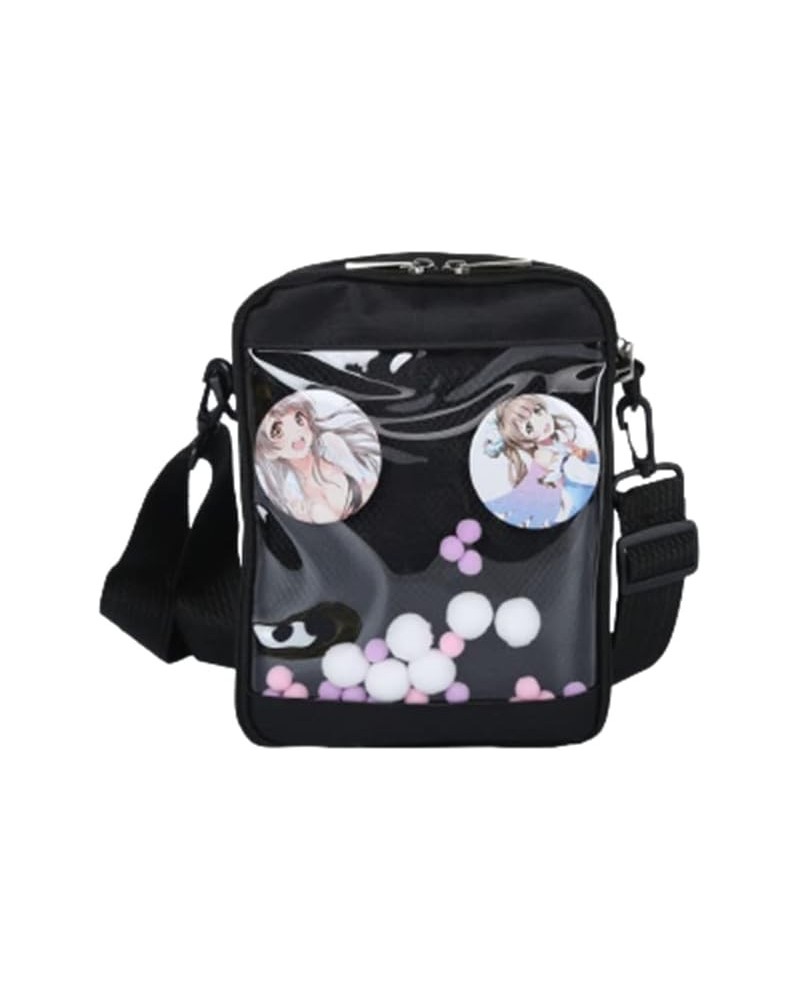 Animation Peripheral Creative Badge Dull Pain Bag Funny Cute Transparent Bag (Blue) Black $10.26 Handbags