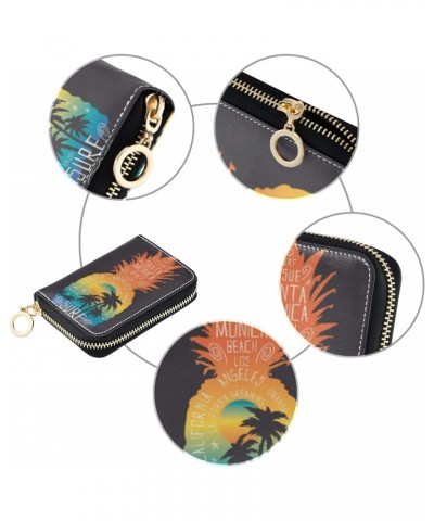 RFID Credit Card Holder Case Surf Pineapple Leather Printed Zipper Card Case Wallet for Women Girls $11.39 Wallets