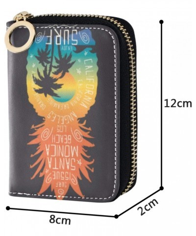 RFID Credit Card Holder Case Surf Pineapple Leather Printed Zipper Card Case Wallet for Women Girls $11.39 Wallets