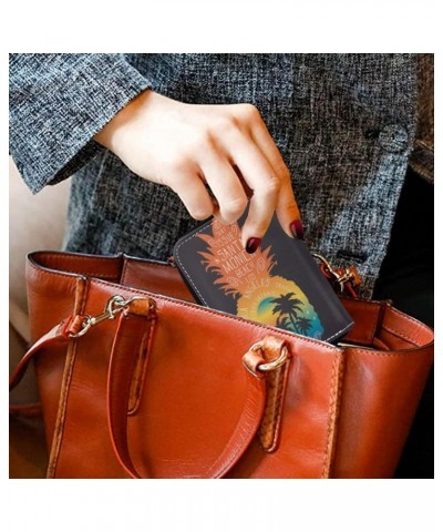 RFID Credit Card Holder Case Surf Pineapple Leather Printed Zipper Card Case Wallet for Women Girls $11.39 Wallets