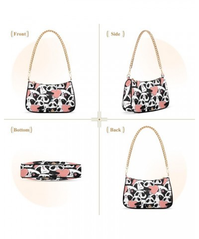 Panda Heart Women Shoulder Bag Clutch Chain Purse Handbags with Zipper Pocket Tote Bag for Shopping Trip $16.79 Totes