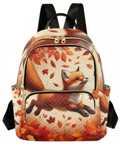 Cute Specter on Dark Quilted Backpack Purse Fashion Backpack Purse for Women Cute Travel Backpack Autumn Cut Jumping Fox Smal...