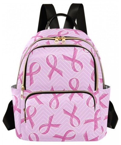 Pink Ribbon Fashion Backpack Purse for Women Multipurpose Casual Daypack with Multi Pockets & Secured Zipper Anti-Theft Rucks...