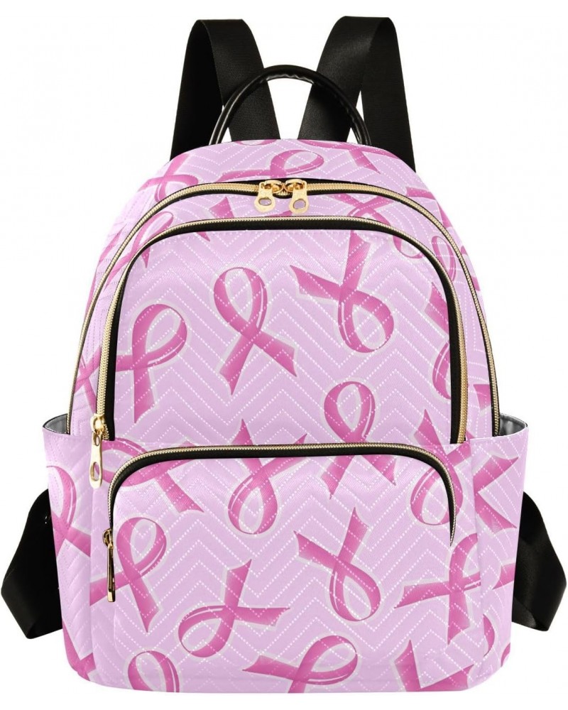 Pink Ribbon Fashion Backpack Purse for Women Multipurpose Casual Daypack with Multi Pockets & Secured Zipper Anti-Theft Rucks...