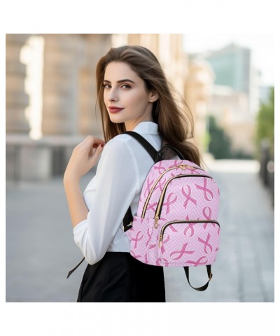 Pink Ribbon Fashion Backpack Purse for Women Multipurpose Casual Daypack with Multi Pockets & Secured Zipper Anti-Theft Rucks...