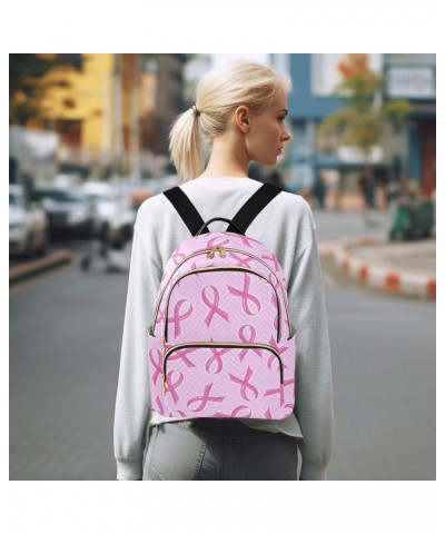 Pink Ribbon Fashion Backpack Purse for Women Multipurpose Casual Daypack with Multi Pockets & Secured Zipper Anti-Theft Rucks...