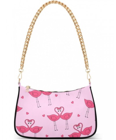 Shoulder Bag Doodle Flamingo Heart Lover Women Clutch Handbag Shoulder Purch Date Chain Bag Tote Bag Spring Holiday Birthday ...